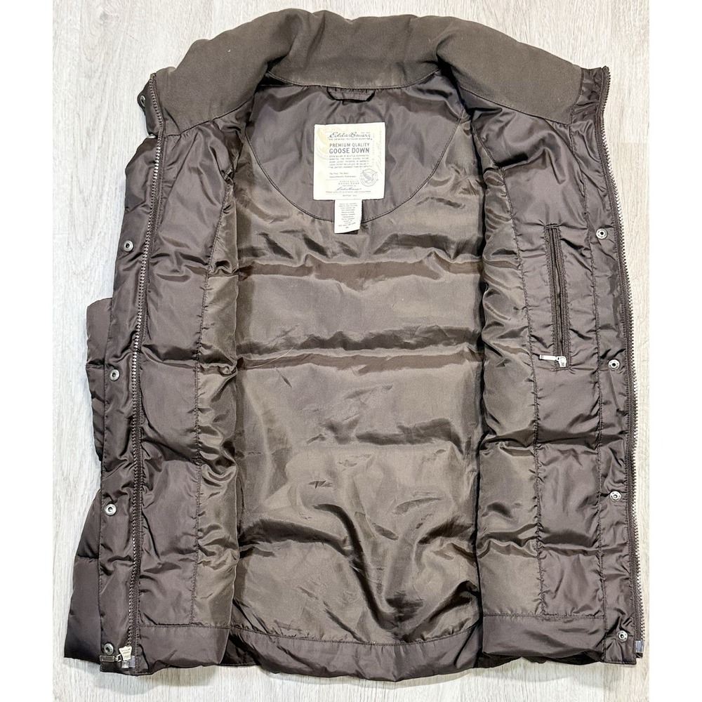 Eddie Bauer Full Zip Quilted Puffer Vest Women's XL Brown Premium Goose Down - Picture 6 of 12